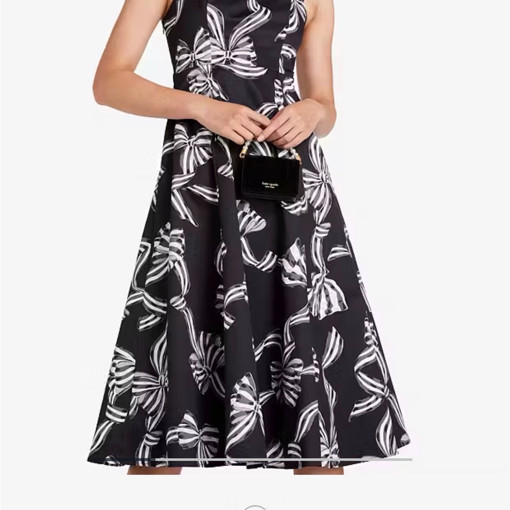 NWT_Kate Spade Black and White Bow Midi Dress